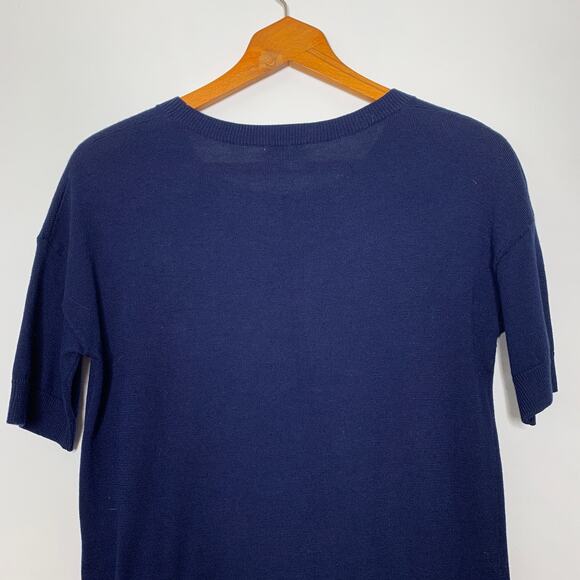3/$20 Halogen Nordstrom women's navy blue short sleeve layered sweater top SZ XS - Picture 5 of 8